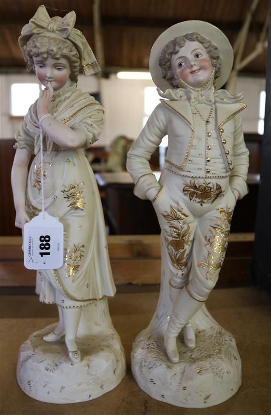 Pair of bisque figures(-)